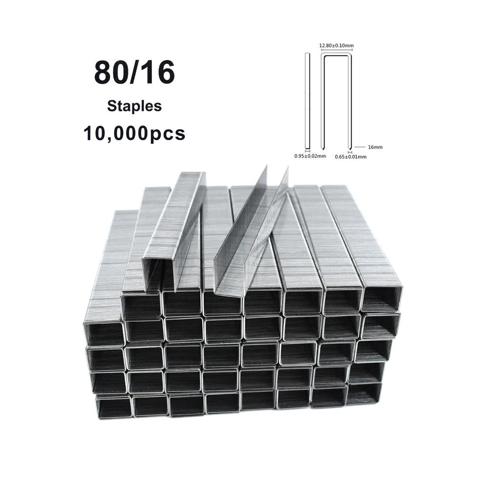 10000Pcs Woodworking 8016 Staples For 8016 Air Staple Gun 21GA Width 12.8mm Length 16mm