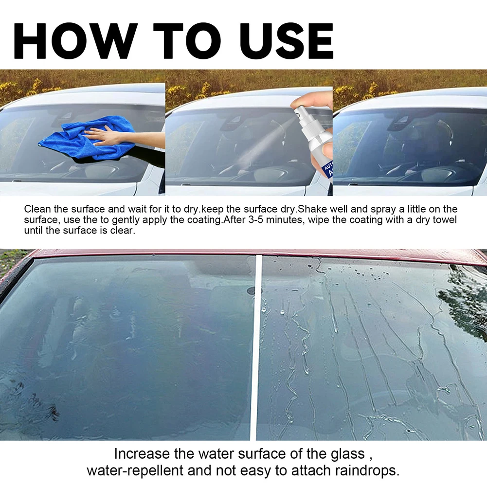 100ML Car Window Glass Film Rainproof Antifogging Revestimento Agente impermeável Revestimento Spray para pára-brisas Espelho Retrovisor