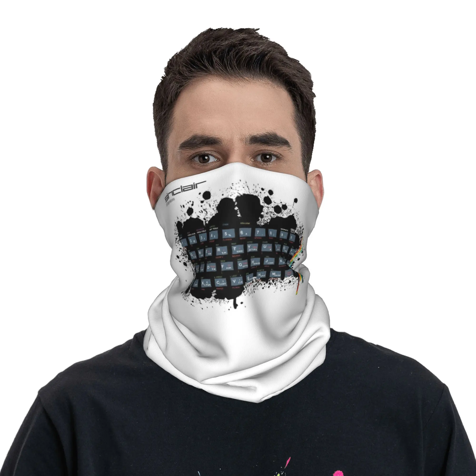 Retro Gaming Art - ZX Spectrum Bandana غطاء الرقبة المطبوع قناع التفاف وشاح دافئ بالاكلافا ركوب الدراجات للرجال والنساء البالغات في الشتاء