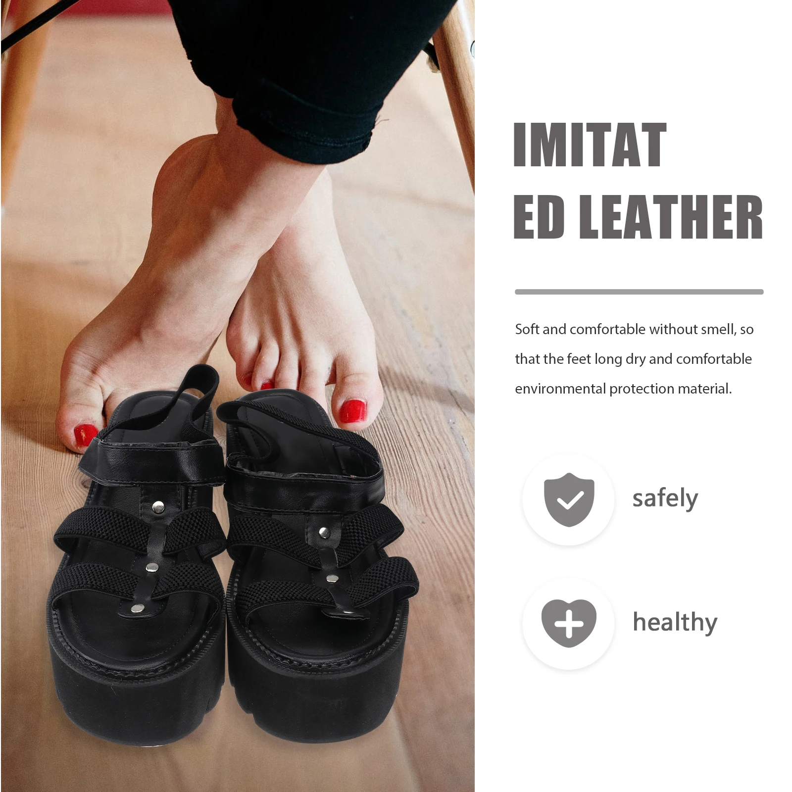 

1 пара босоножек на высоком каблуке, женская летняя обувь из искусственной кожи, удобная стильная женская обувь на массивном каблуке, уличная одежда для свадьбы, черная