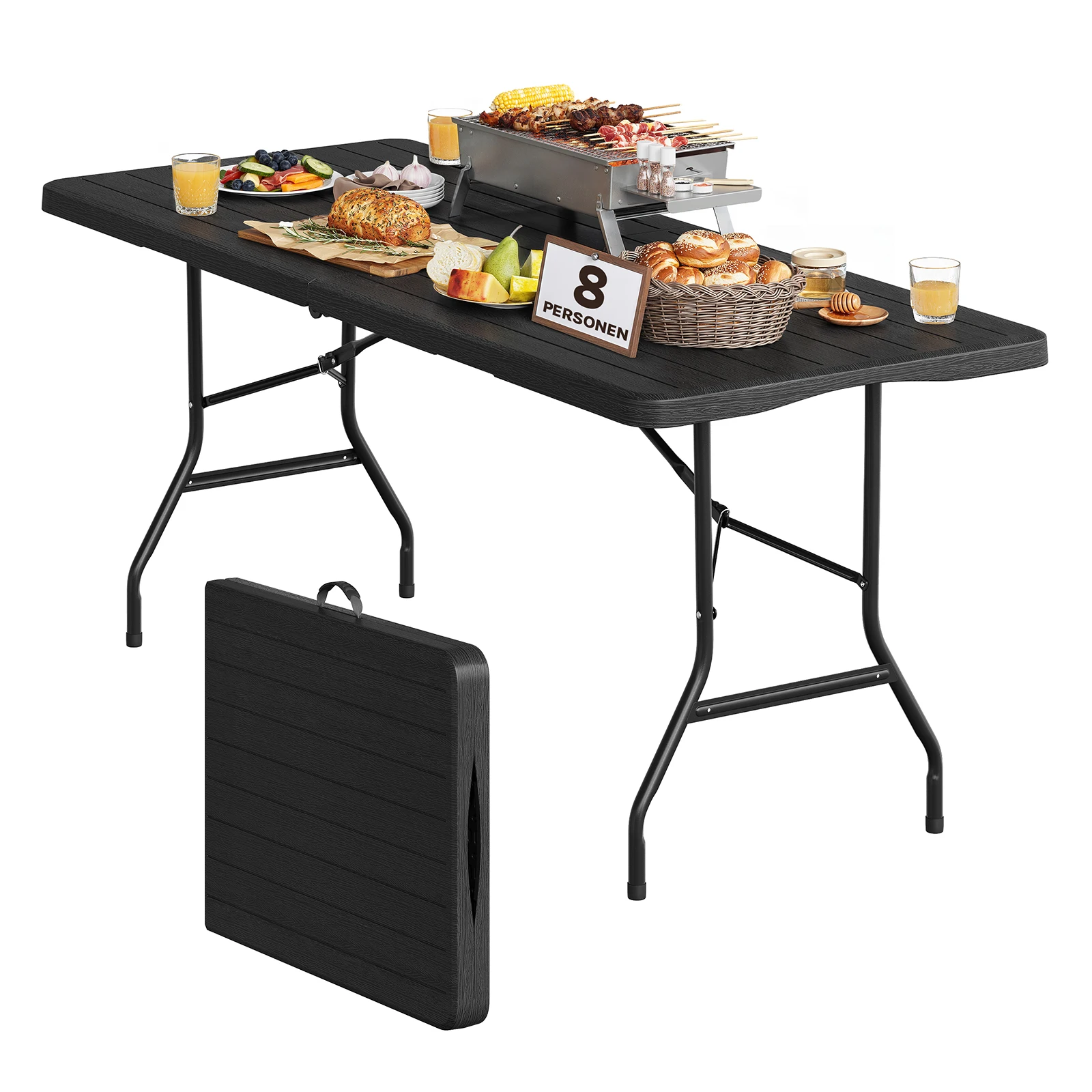 Folding Outdoor Garden Table Portable Weatherproof Camping Table with Carrying Bag for 8 People for Patio Balcony
