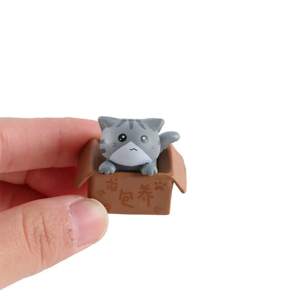Cute Miniatures Statue PVC Crafts Kitten Ornament Poor Box Cat Car Figurine Kitty Model Small Statue