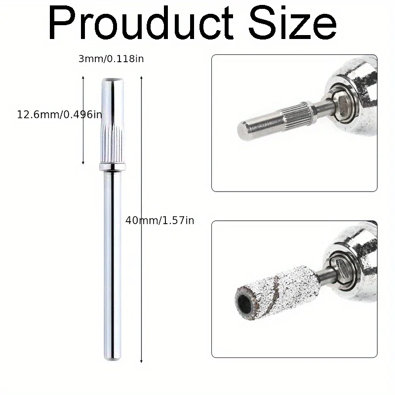 Kit-3 ชุดดูแลเล็บขนาดเล็ก: แถบขัดสแตนเลส 3 มม., เล็บสําหรับผู้ถือแหวนกระดาษทราย 3/32 อุปกรณ์เจาะเล็บ