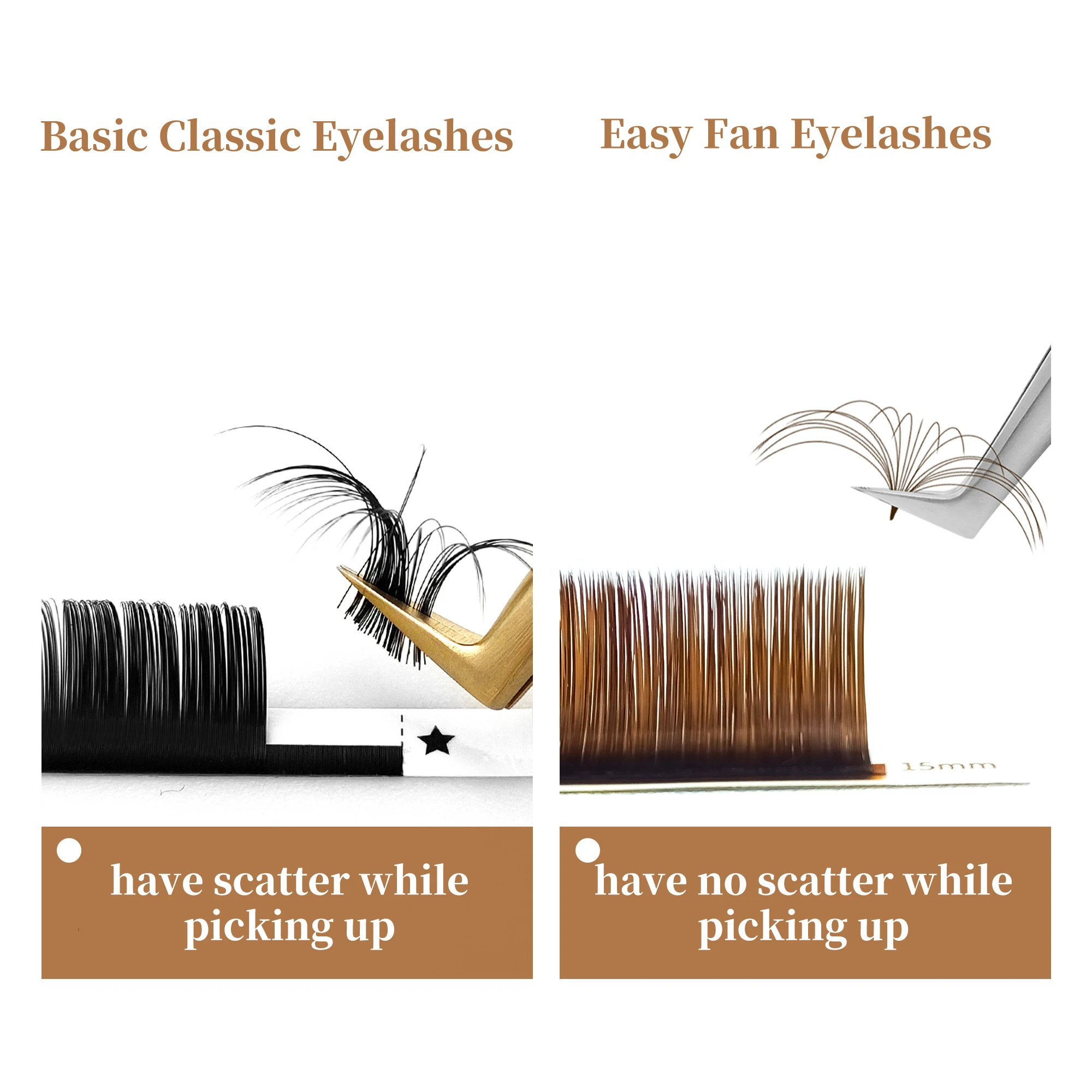 Abonnie Brown Color Cashmere Easy Fan Eyelash Extensions Volume Cilios Auto Fanning