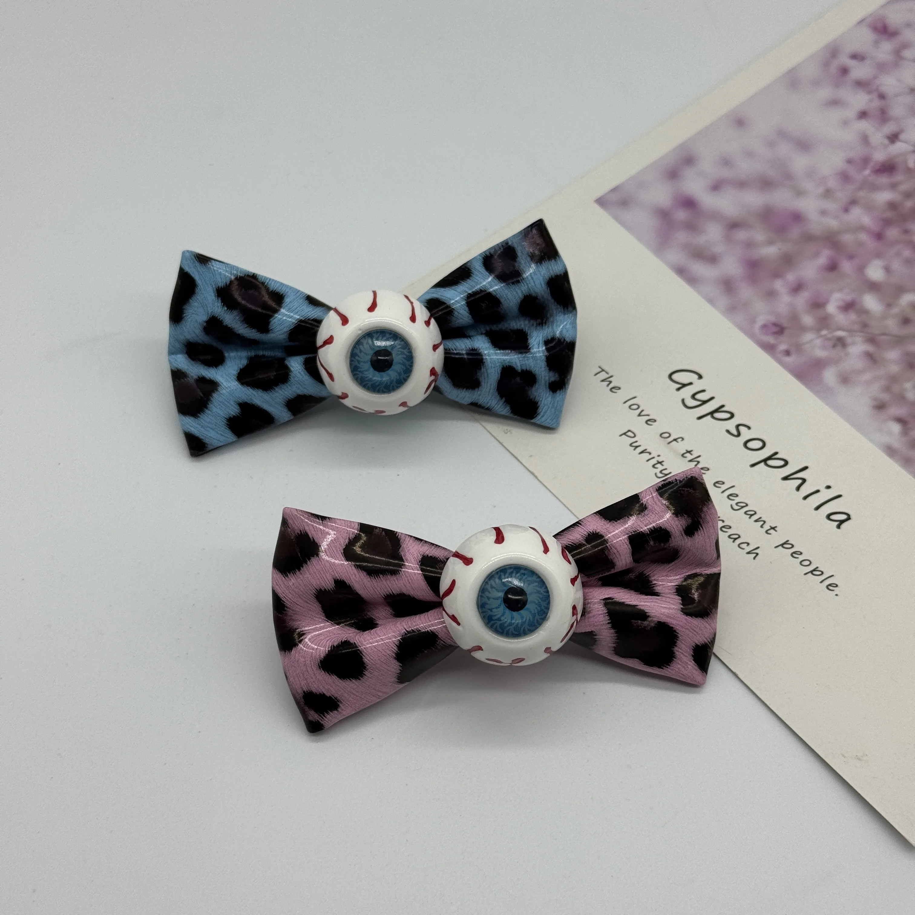 Colorful Leopard Bow Hair Clip, Creative Cosplay Accessory