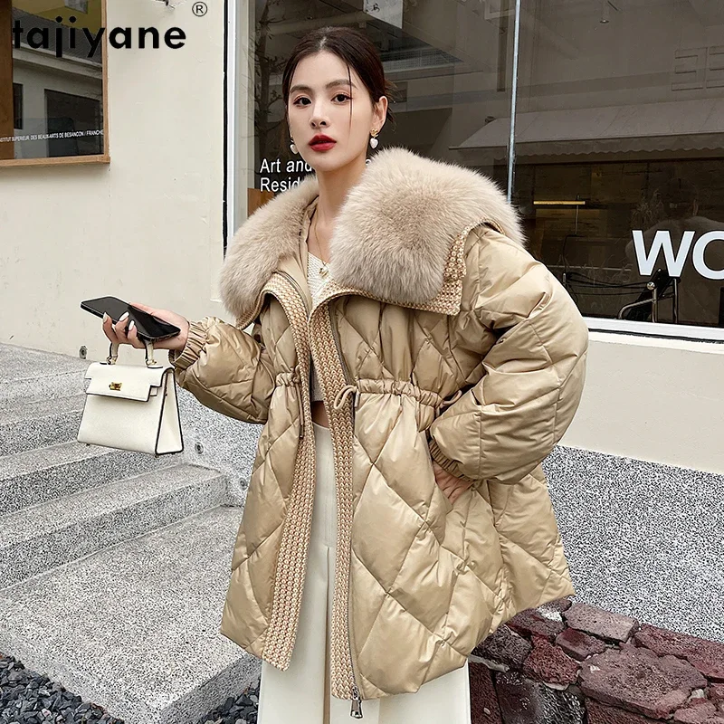 Tajiyane Top Quality 90% White Goose Down Coats Luxury Fox Fur Collar Warm Down Jacket Women Winter Parkas Jaqueta Feminina