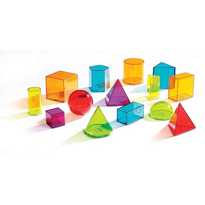 Transparent geometric shape three-dimensional building block Children's Table Games Mathematics teaching aids Removable
