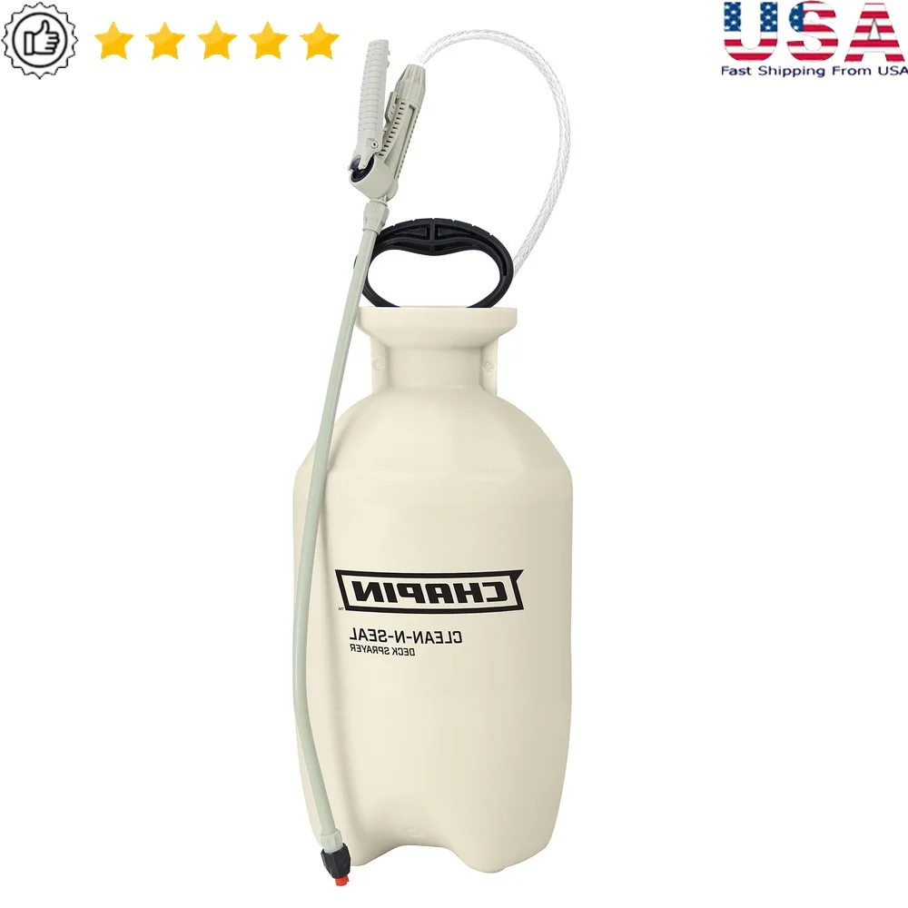 

2 Gallon Chemical Safe Garden Hand Sprayer Translucent Tank Ergonomic Handle 3 Fan Nozzles Deck Maintenance and Cleaning