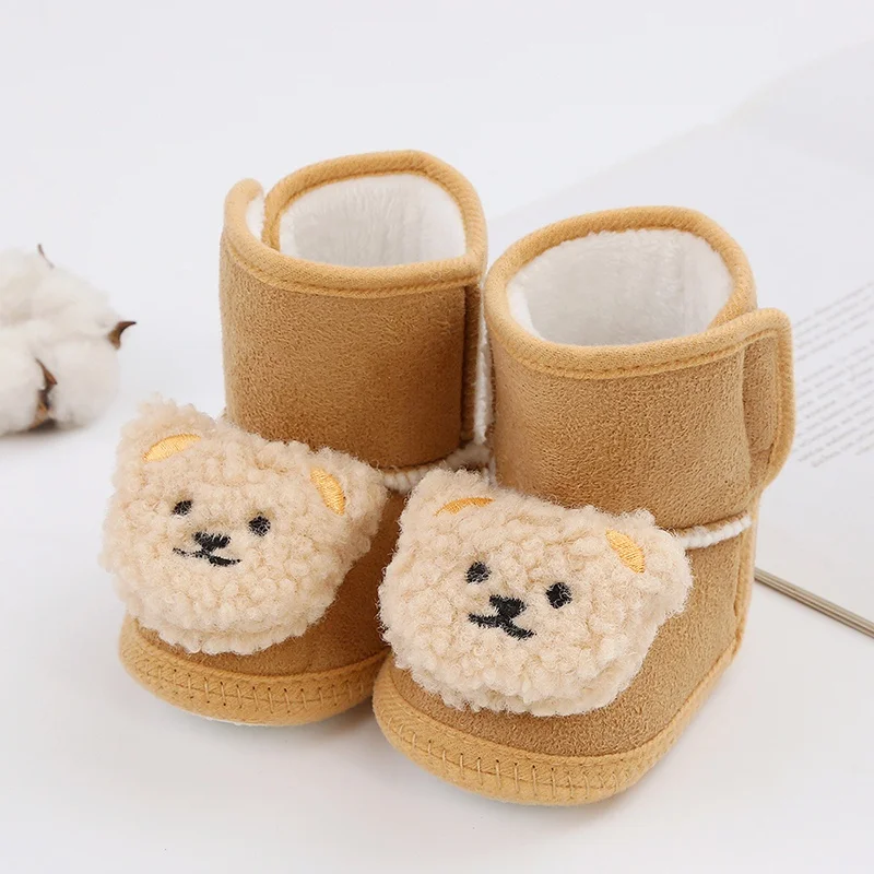 

Baywell Cute Cartoon Animal Newborn Baby Boots Winter Plush Snow Booties for Boy Girl Soft Soled Comfortable Warming Shoes