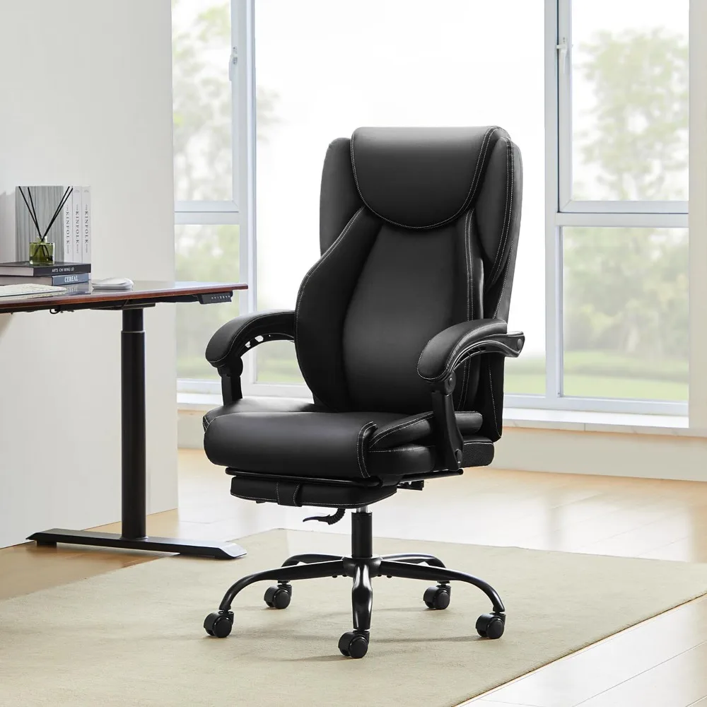 

Office chair with footrests, 400 lbs large and tall, ergonomic, adjustable backrest, recliner with double lumbar support