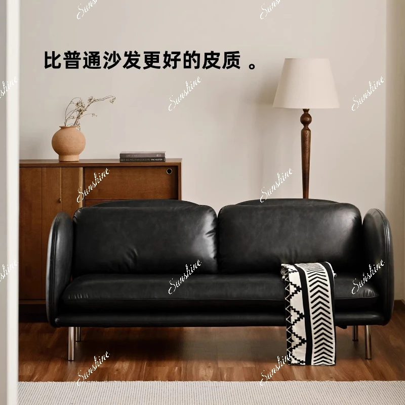 

Semicircular sofa, retro style living room French minimalist Bauhaus sofa black