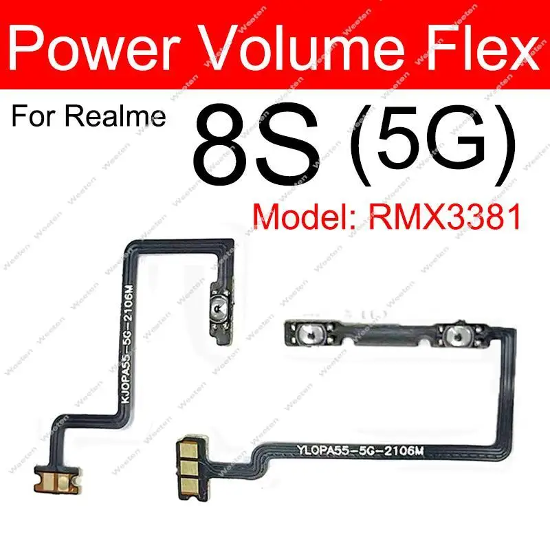 1 Set For Realme 8 8 Pro 8i 8S 4G 5G Power Volume Flex Cable Side Switch Volume Button On OFF Power Key Flex Ribbon Parts