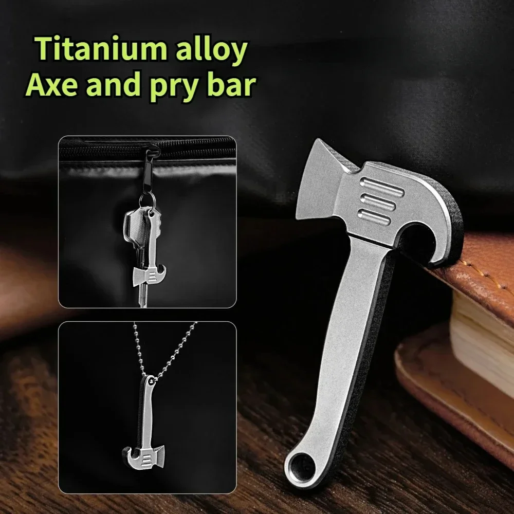 جديد صغير سبائك التيتانيوم قلادة قضيب رفع المفاتيح قلادة EDC متعددة الوظائف ساعي أداة فتاحة الزجاجات #1