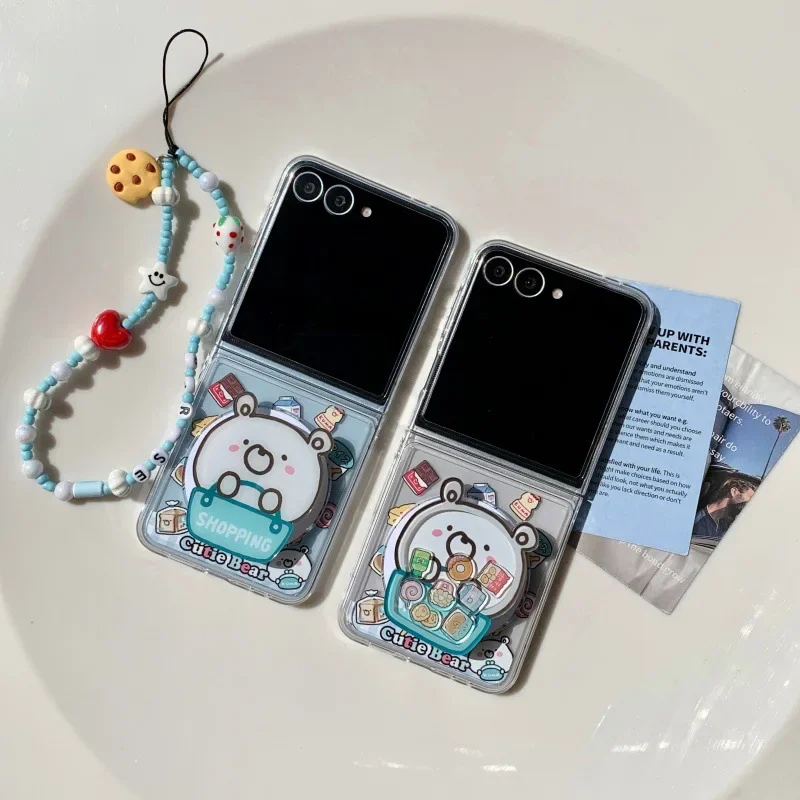 

Cartoon Snack Bear Magsafe Phone Case for Samsung Galaxy ZFlip 6 5 4 3 Protective Back Cover for ZFlip4 ZFlip5 ZFlip6 Case Shell