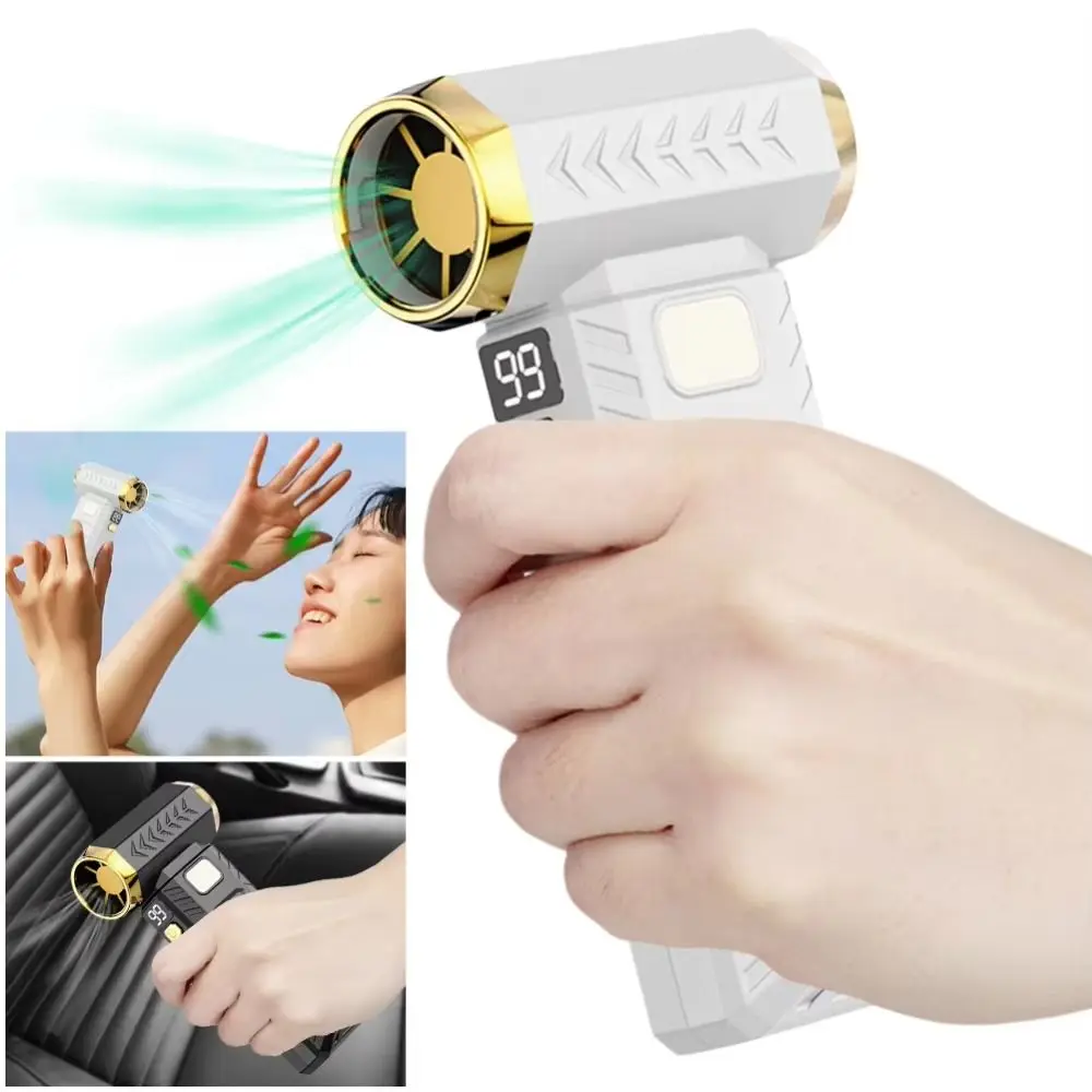 

100000RPM Mini Turbo Jet Fan Blowing/Suction 6-Gear Adjustable Powerful Air Blower with LED Lighting Digital Display