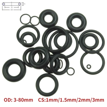 10 Stück O-Ring-Dichtung CS 1/1,5/2/3 mm OD3 ~ 80 mm NBR Automobil-Nitrilkautschuk, rund, korrosionsbeständig, Dichtungsscheibe, Schwarz
