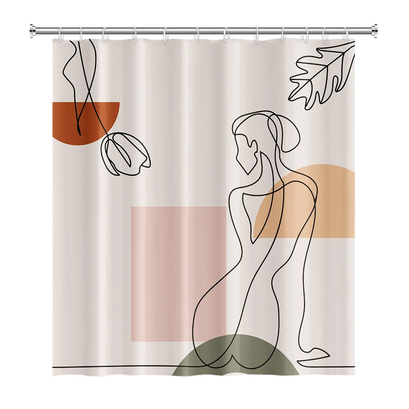 Nordic abstract Art shower curtain Bohemian waterproof shower curtain Morandi color Bath curtain Bathroom decoration with hooks