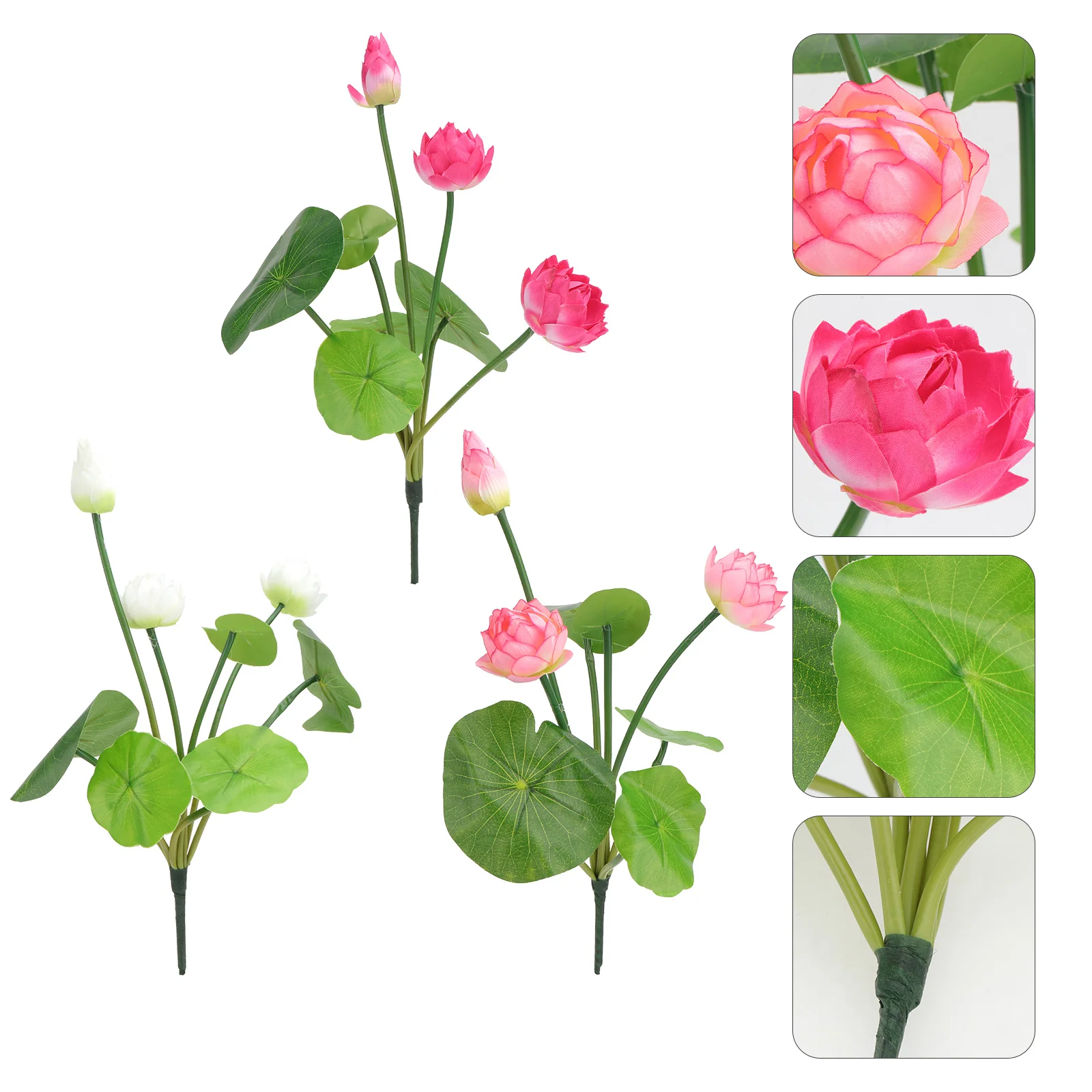 

3PCS Artificial Lotus Decor Simulated Plastic Props for Fish Tank Vivid Decoration PVC Aquarium Plant Pet Supplies