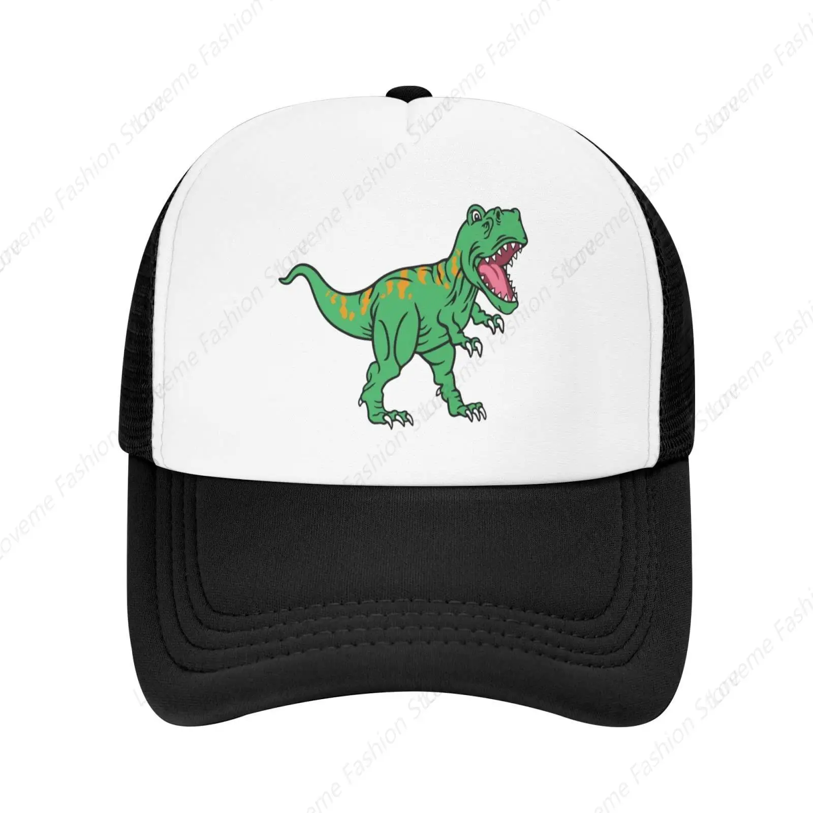 T Rex Dinosaur Trucker Hat Adjustable Fierce Dinosaur Mesh Snapback Baseball Cap Unisex Baseball Hat Summer Adjustable Sunshade