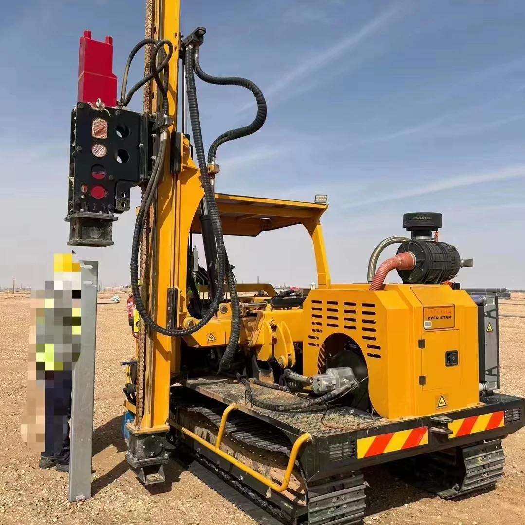 Hydraulic Crawler Solar Pile Driver Ramming Machine Bore Pile & Post Driver for Construction Piling Work Customized