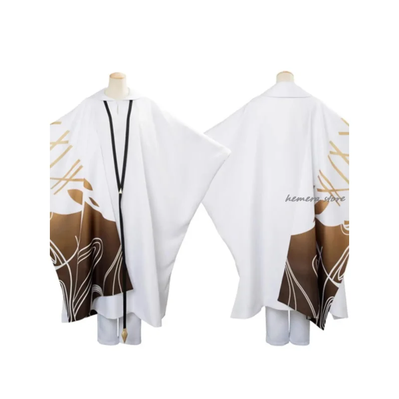 Fate/strange-Disfraz de Enkidu falso, capa, peluca, cadenas del cielo, collar, anillo, lancer falso, conjunto de cuerda blanca, pelo largo verde