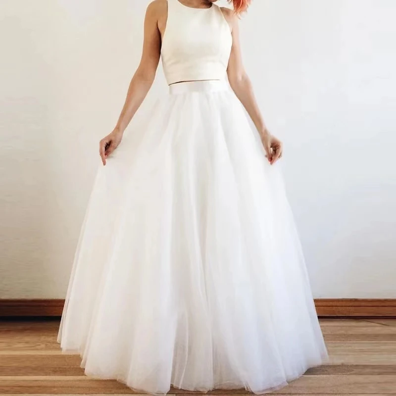 Simple Tulle Detachable Skirt Wedding Removable Train For Dresses Bridal Overskirt