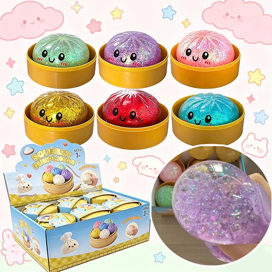 new-1-12pcs-glitter-dumpling-glitter-dumpling-squishy-with-box-dumplings-sensory-squeeze-toy-for-stress-relief