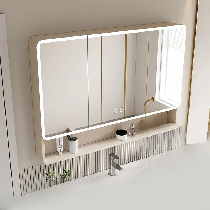 Smart Bathroom Cabinets Wall-mounted Antifog Makeup Mirror Cabinet Shelf Vanity Aluminum Product Home Furniture Meuble Wc FYBC