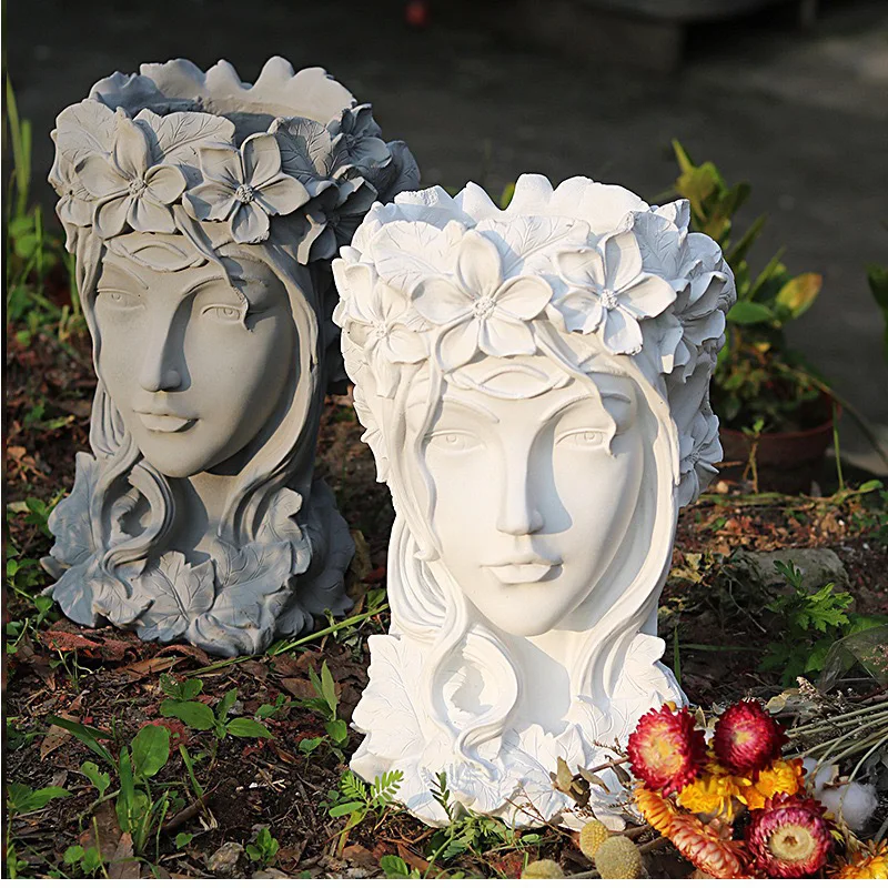 2024 3D Silicone Molds Girl Avatar Silica Gel Mould Succulent Plant Pot Home Garden Decor Cactu Plaster Clay Resin Craft Outdoor