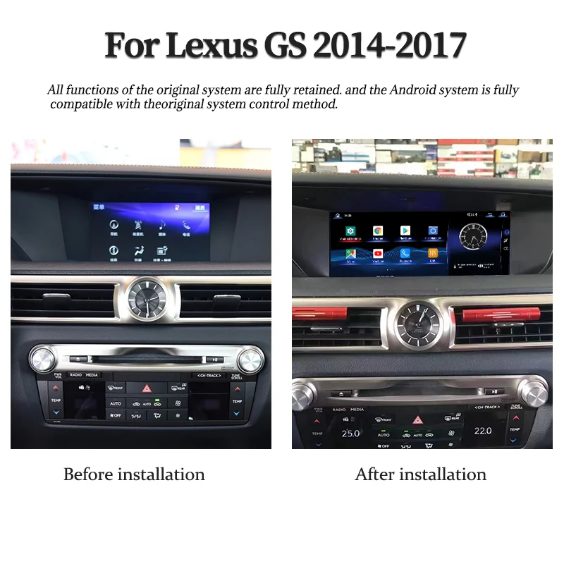 Per Lexus GS GS250 GS300 GS350 GS300h GS450h GS200T Android 13 GPS Radio Multimedia Player Navi Wireless Carplay OEM Menu