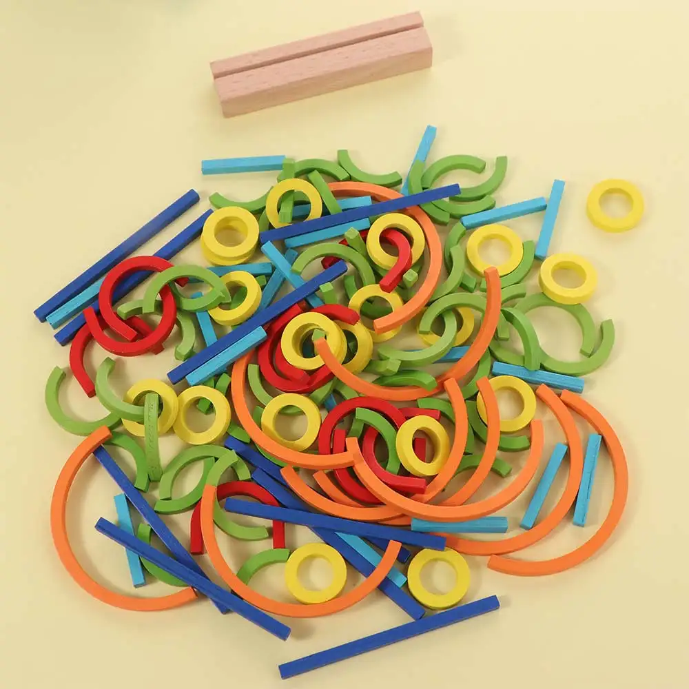 Stokken en ringen Houten stokken Puzzel Montessori Intelligentiespel Ringenpuzzel Montessori-puzzel Creatief kleurrijk houten spel