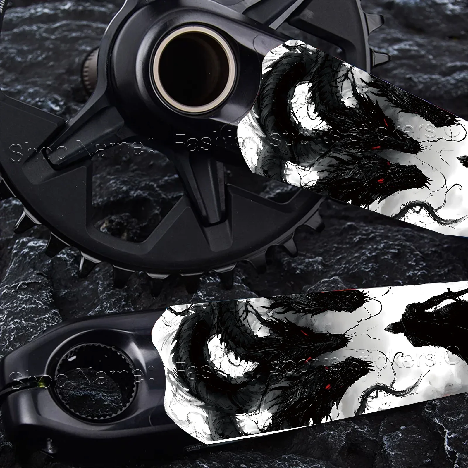 

1Pair Black White Red Eye Dragon Bike Crank Stickers Waterproof Vinyl MTB Road Bike Accessory