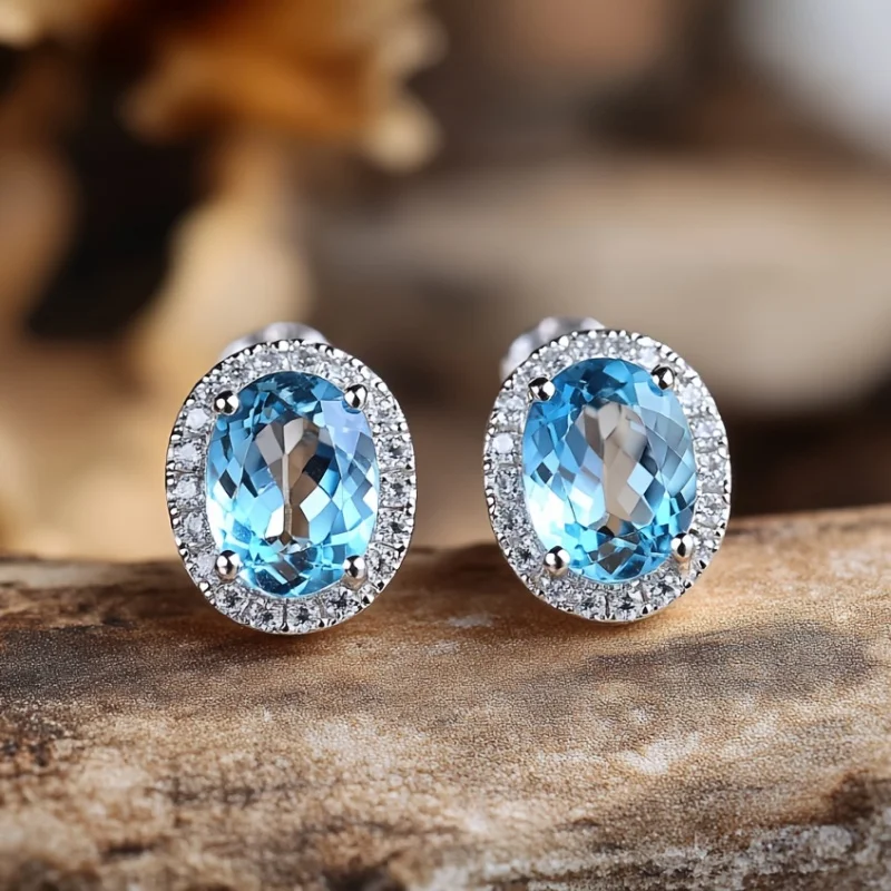 

Роскошные серьги из 100% настоящего серебра 925 пробы с овальным топазом 6X8 мм для женщин, обручальное кольцо с драгоценными камнями, вечерние ювелирные изделия, подарок