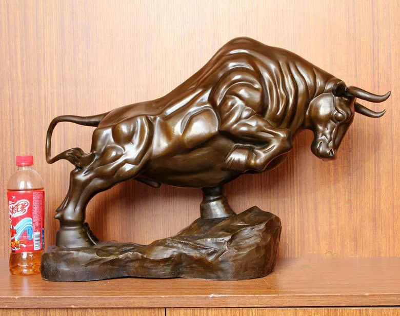 60cm large 2023 HOME Company hall GOOD FENG SHUI Bronze carving Finance Prosperous LUCK Fortune Bull Mascot Decoration