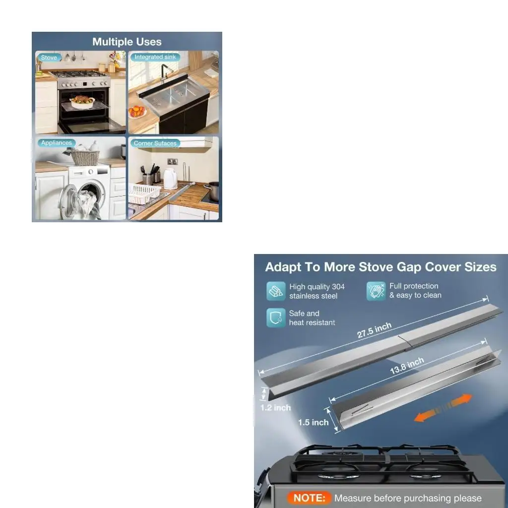 M6CB 1 Set Kitchen Stove Counter Gaps Cover Stainless Steel Gaps Cover Cooktop Trim