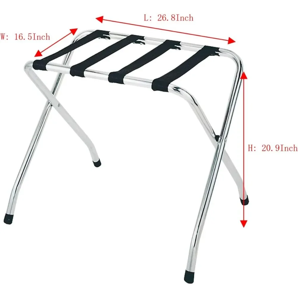 

2-piece foldable chrome stainless steel backless luggage rack, Portable Heavy-Duty Luggage Rack, for Guest Room, Bedroom&Hotel