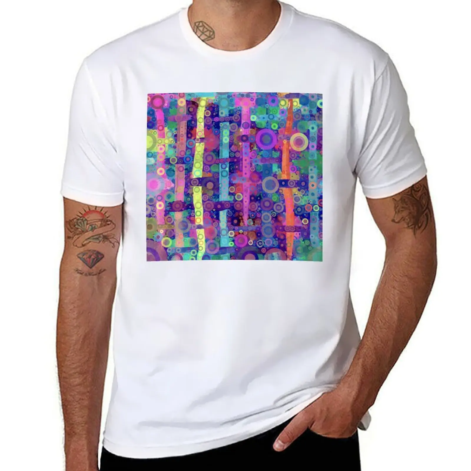 

Dots and Stripes Abstract Painting T-Shirt t shirt man designer cotton t shirts high quality T-Shirt