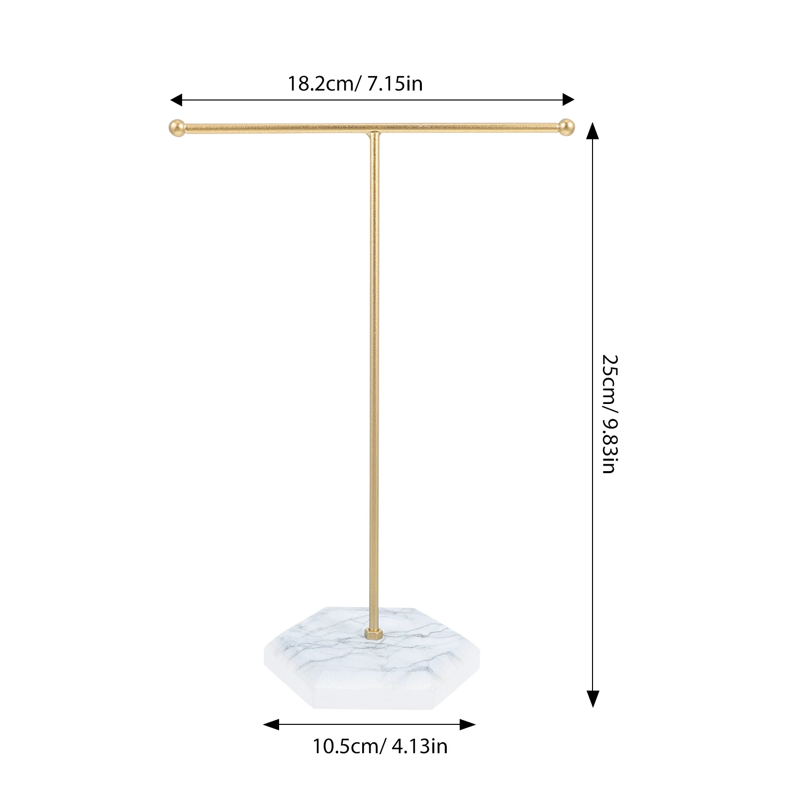

Iron Art Jewelry Display Stand Marble Base Stable Organizer Earring Holder T Bar Necklace Rack Jewelry Storage Rack