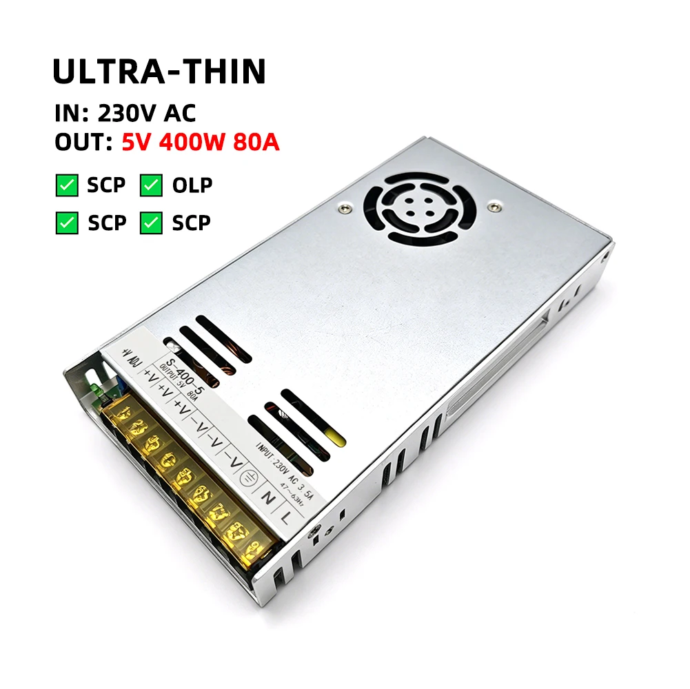 

5V 80A 400W Switching Power Supply AC 220V Input to DC 5V Transformer For LED Display Billboard Screen CE RoHS
