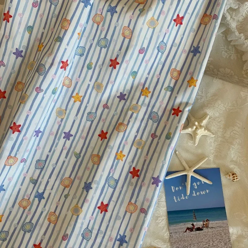 

0.5/1/2 Yard Striped Ocean Park Printed Fabric 100% Cotton Design Perfect for DIY Clothing,Homewear,Bedding,Tablecloths,Curtains