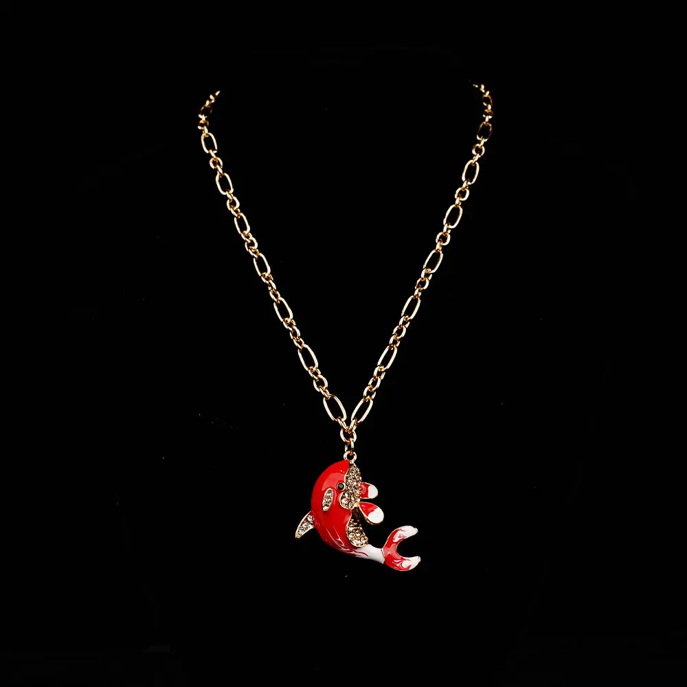 

Red Carp Necklace for Women Vintage Enamel Crafted Clavicle Chain Exquisite Chinese Style Fish Charm Pendant Jewelry