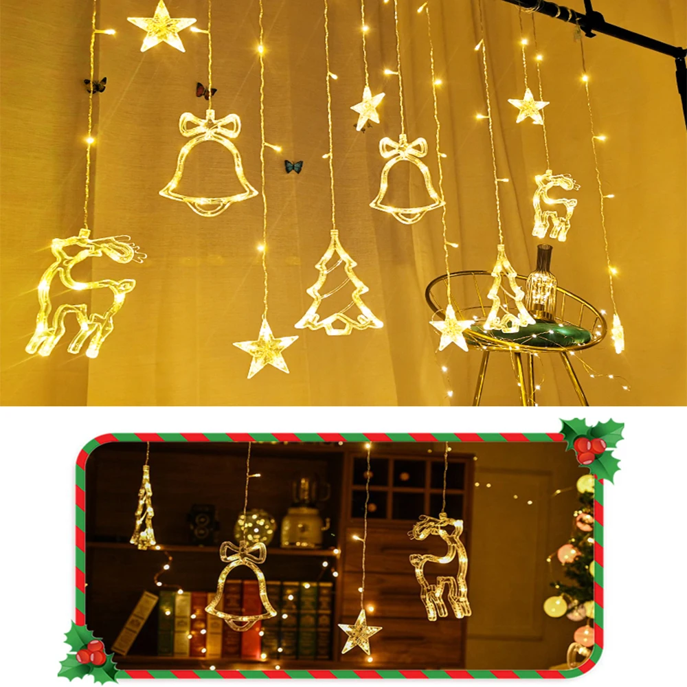 LED Christmas Lights Garland Fairy Lights String Star Lamp Outdoor Curtain Decor for Party Holiday Wedding New Year Decoration