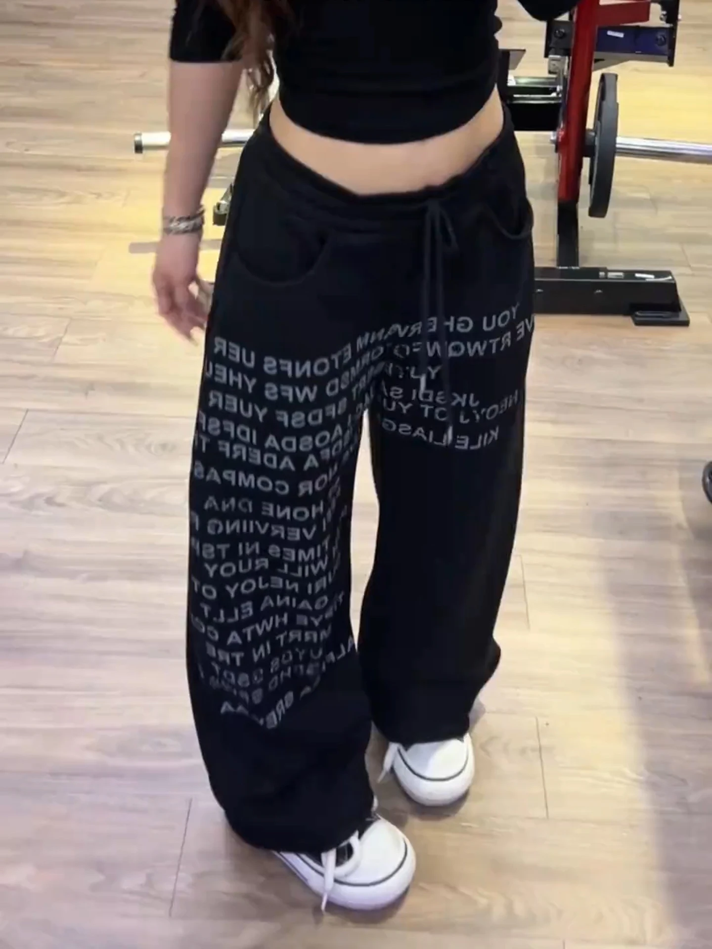 

American Style Printed Letter Wide Leg Sweatpants Men's Spring Autumn Fleece Lined Blade Sports Sweatpants Casual Pants