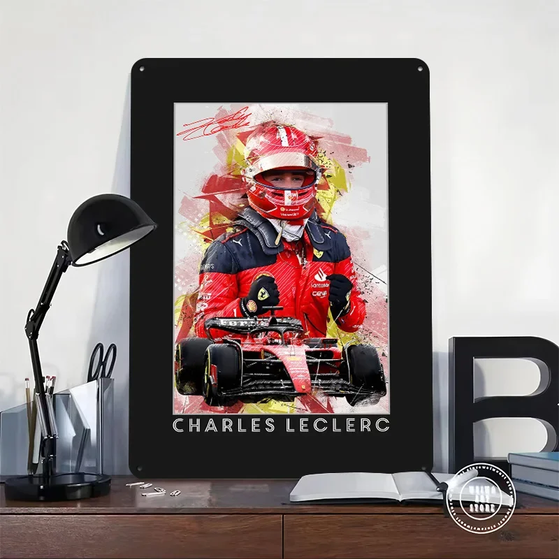Charles Leclerc Personalized 3D Textured Metal Poster Wall Art Tinplate Sign for Interior Decoration Living Room Decor Luxury