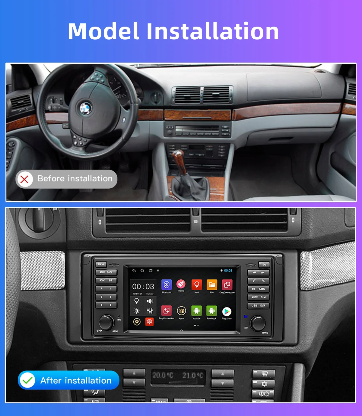 Uckazy 8 Core 2 din Android 12 Car Radio For BMW X5 E53 E39 M5 1996-2003 Multimedia Radio Stereo GPS Navigation Audio Head Unit 8GB RDS IPS DSP Wifi 4G