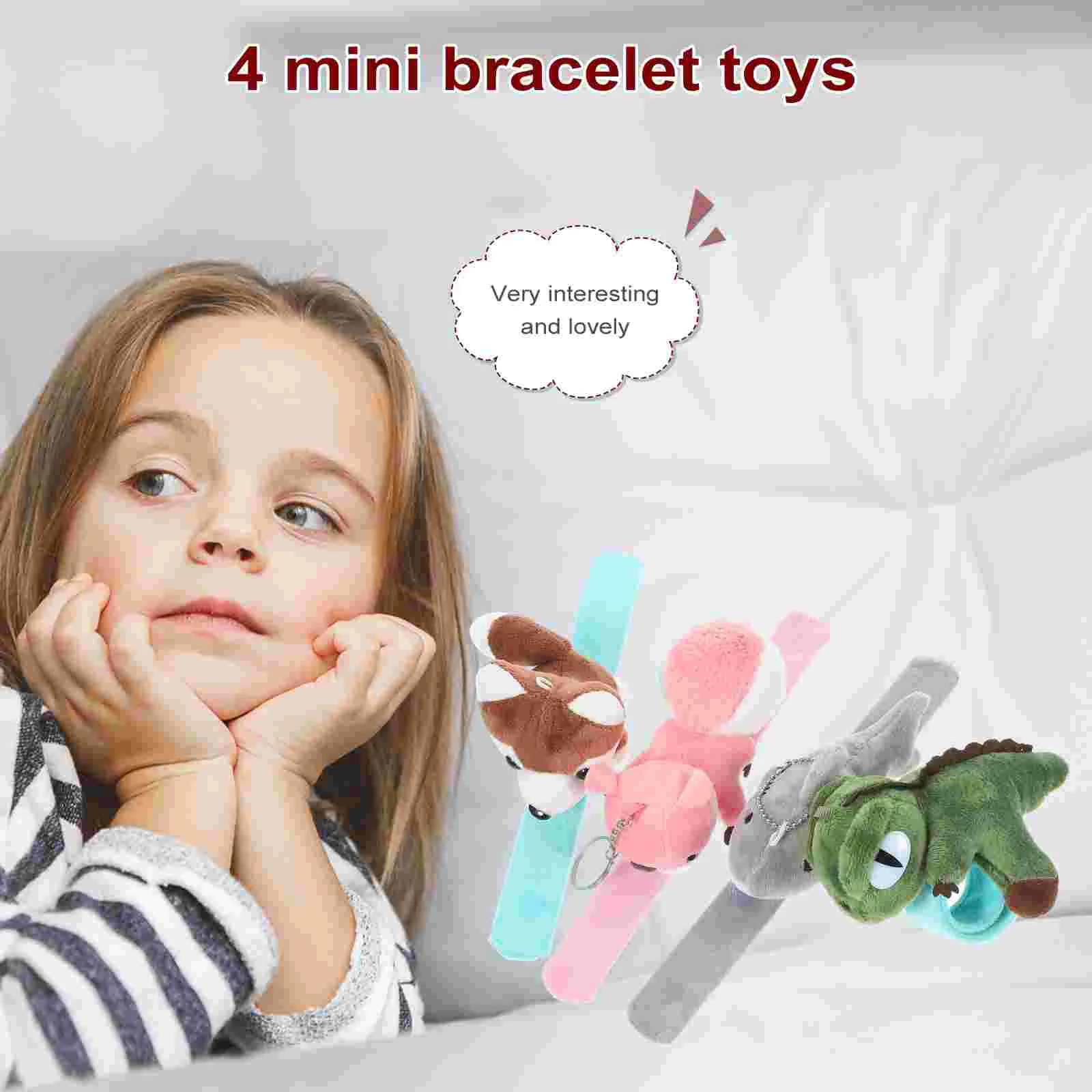 4-delige dinosaurus haai armband dier pluche polsband knuffels polsbandje klap thema bands cartoon armbanden feest