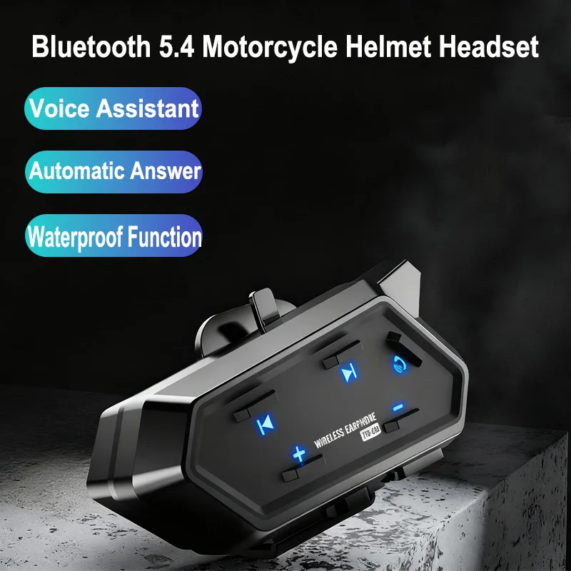 

Kebidumei Bluetooth 5,4 Беспроводная гарнитура для мотоциклетного шлема Водонепроницаемая шумоподавляющая громкая связь Телефон Мотоциклетные наушники