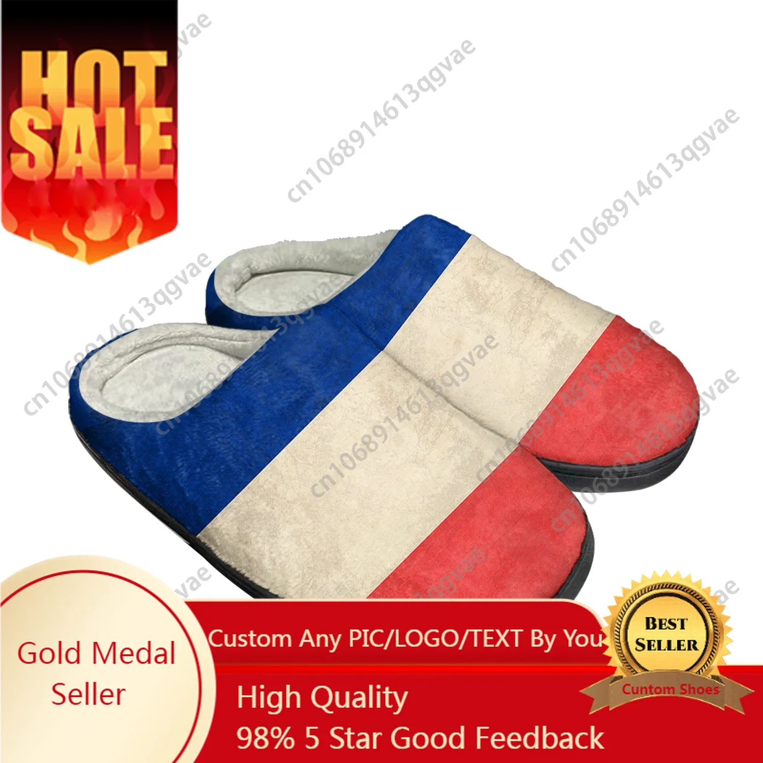 

French Flag Home Cotton Custom Slippers Mens Womens Sandals France Plush Bedroom Casual Keep Warm Shoes Thermal Slipper