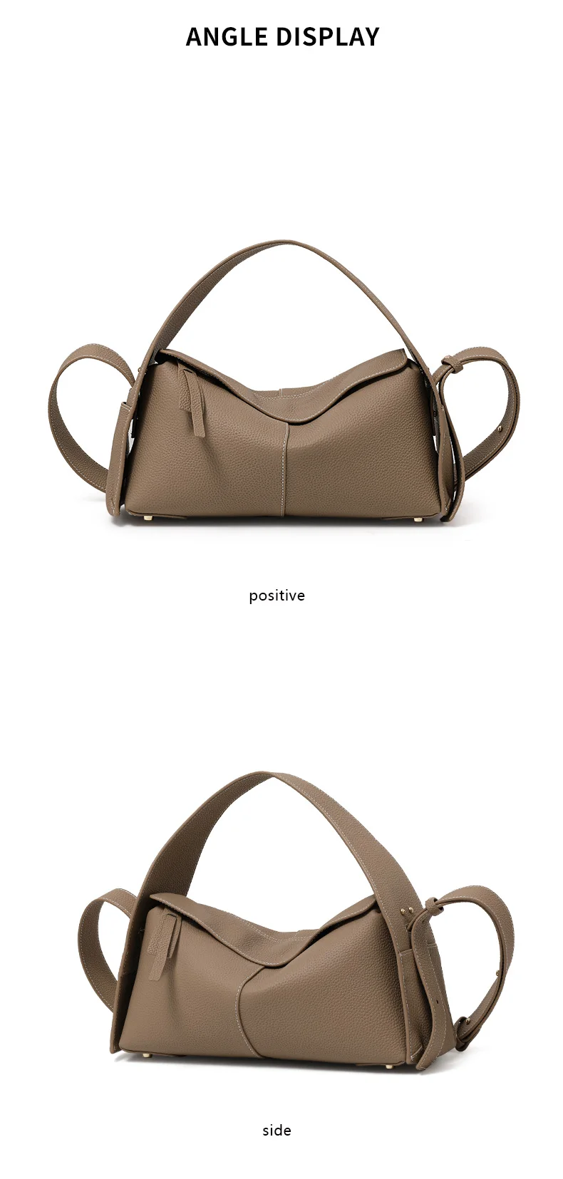 Hobo-Umhängetasche aus Rindsleder für Damen, tragbare Unterarm-Umhängetasche mit doppeltem breitem Riemen-Design für lässige, tägliche Outfits – Detail 9