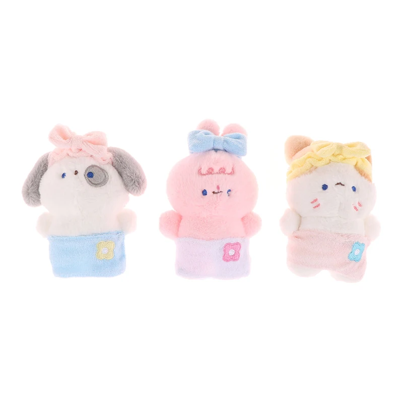 Bath Towel Puppy Bunny Plush Toy Cartoon Rabbit Dog Pendant Soft Stuffed Doll Keychain Car Key Ring Backpack Bag Decor